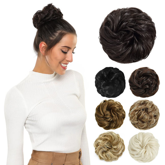 Yamel Messy Bun Hair Pieces for Women Hair Bun Extension Dark Brown Updo Curly Messy Bun Scrunchie