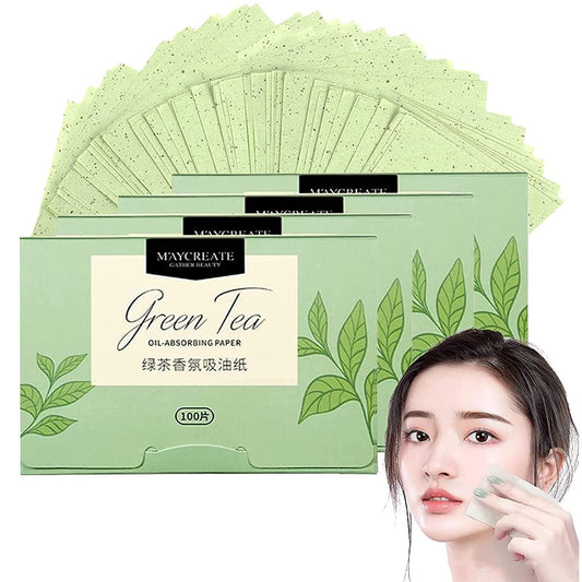 4 Packungen Gesichts-Löschpapier Grüntee Ölabsorbierende Blätter für Männer Frauen 400 Stück Gesichtsöl Blotting Paper, Gesicht Blotting-Papiere Face Oil Blotting Papers Öl-Löschpapier Green Tea