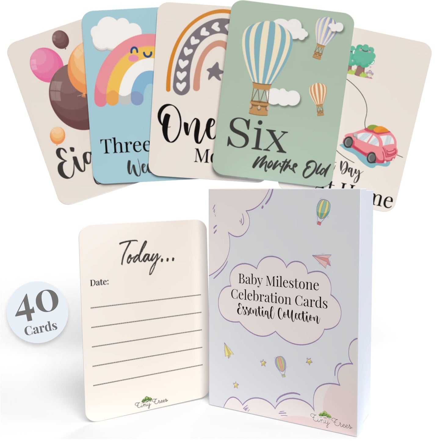 40 Baby Milestone Cards in Gift Box - Baby Shower Gifts for Mum - New Baby Gift for Boy or Girl - Unisex Milestone Baby Cards for New Parents Pregnancy Gifts and Keepsake 40 Cards Essential Collection