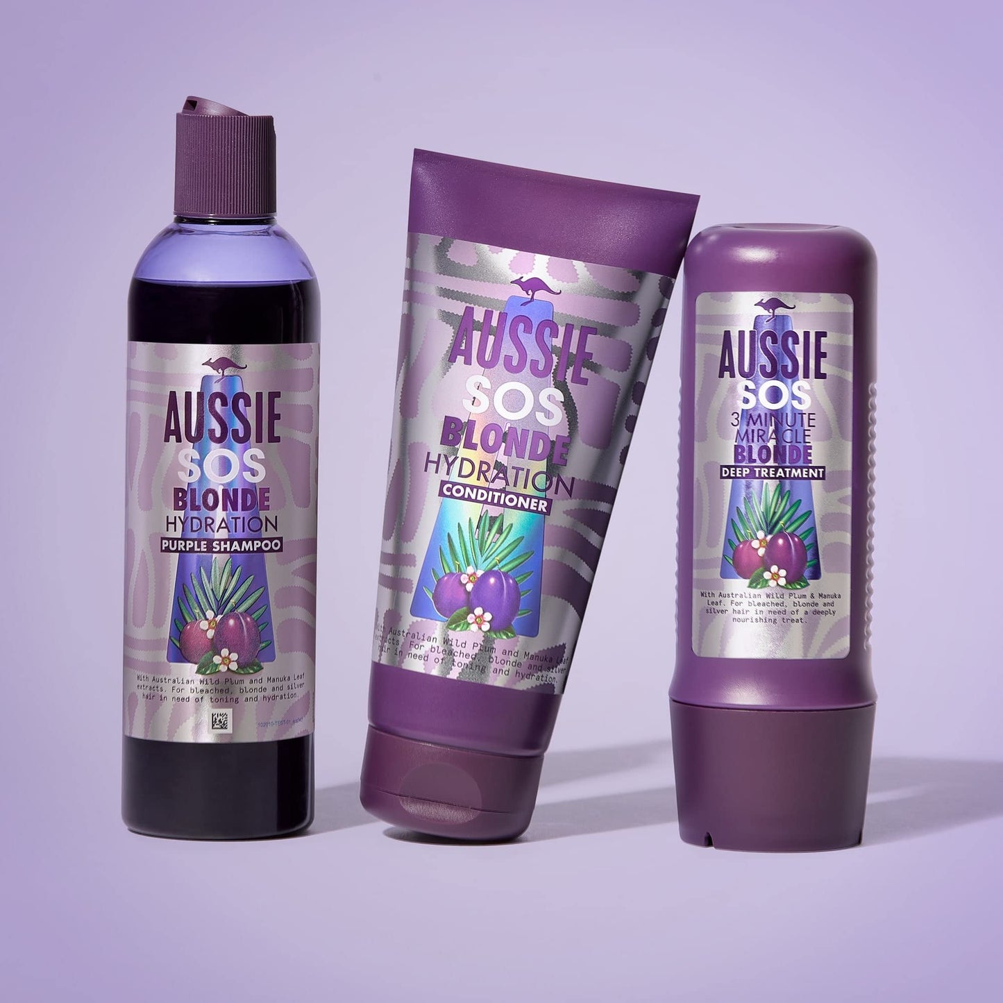 Aussie Blonde Purple Shampoo, Vegan Silver & Blonde Shampoo, Toner For Brassy Hair, XXL VALUE PACK With Australian Wild Plum & Manuka Leaf, 490 ml