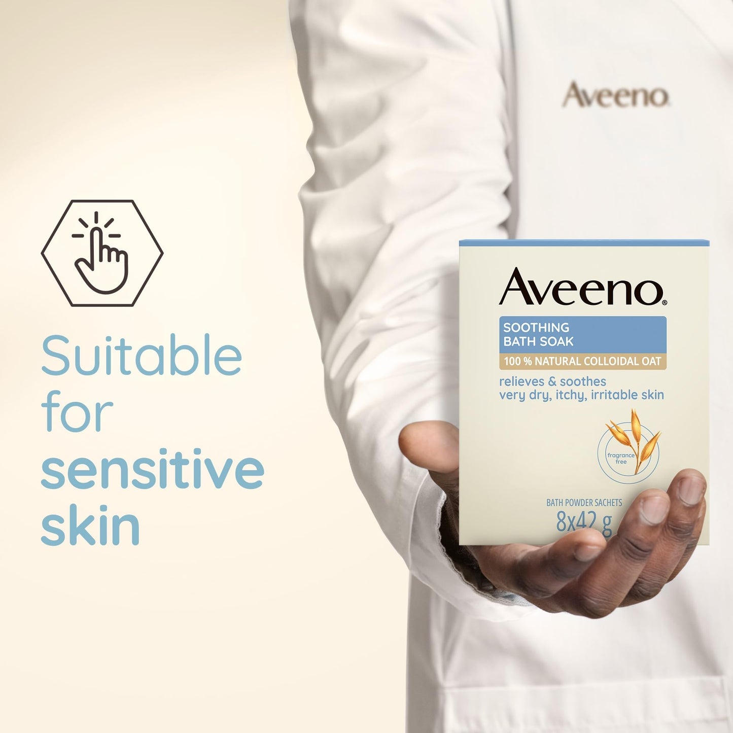 Aveeno Soothing Bath Soak, with 100% Natural Colloidal Oat, Suitable for Sensitive Skin, Relieves & Soothes Very Dry, Itchy & Irritable Skin, 8x42g Powder Sachets 42 g (Pack of 8) Soothing Bath Sachets