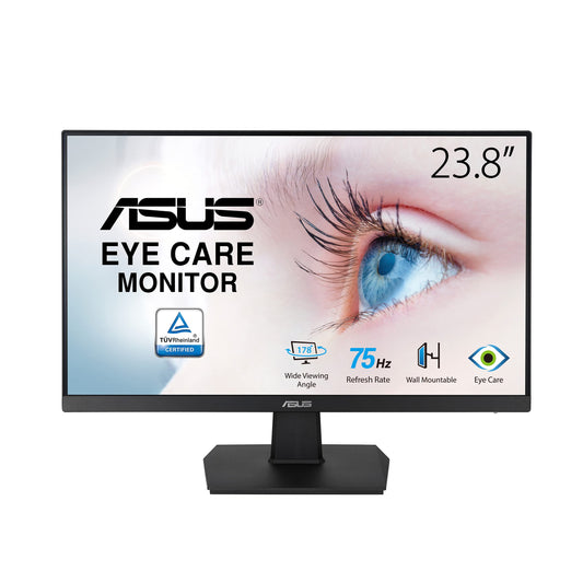 ASUS VA247HE Eye Care Monitor â€“ 23.8 inch, Full HD, Frameless, 75Hz, Adaptive-Sync/FreeSync, Low Blue Light, Flicker Free, Wall Mountable 24" HDMI DVI, HDMI, D-Sub