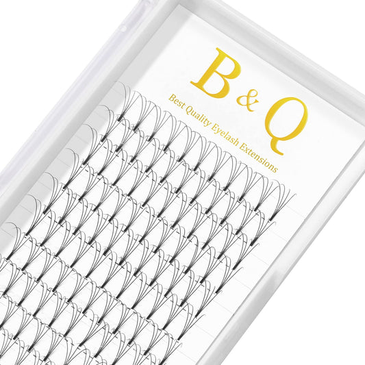 B&Qaugen Premade Fans Eyelash Extensions 4D-C-0.07-MIX Short Stem Premade Volume Eyelash Extensions 07 10 Volume Lash Extensions C D curl 9 to 18 mm Length Pre made Lash Fans(4D-C-0.07,8-15mm)