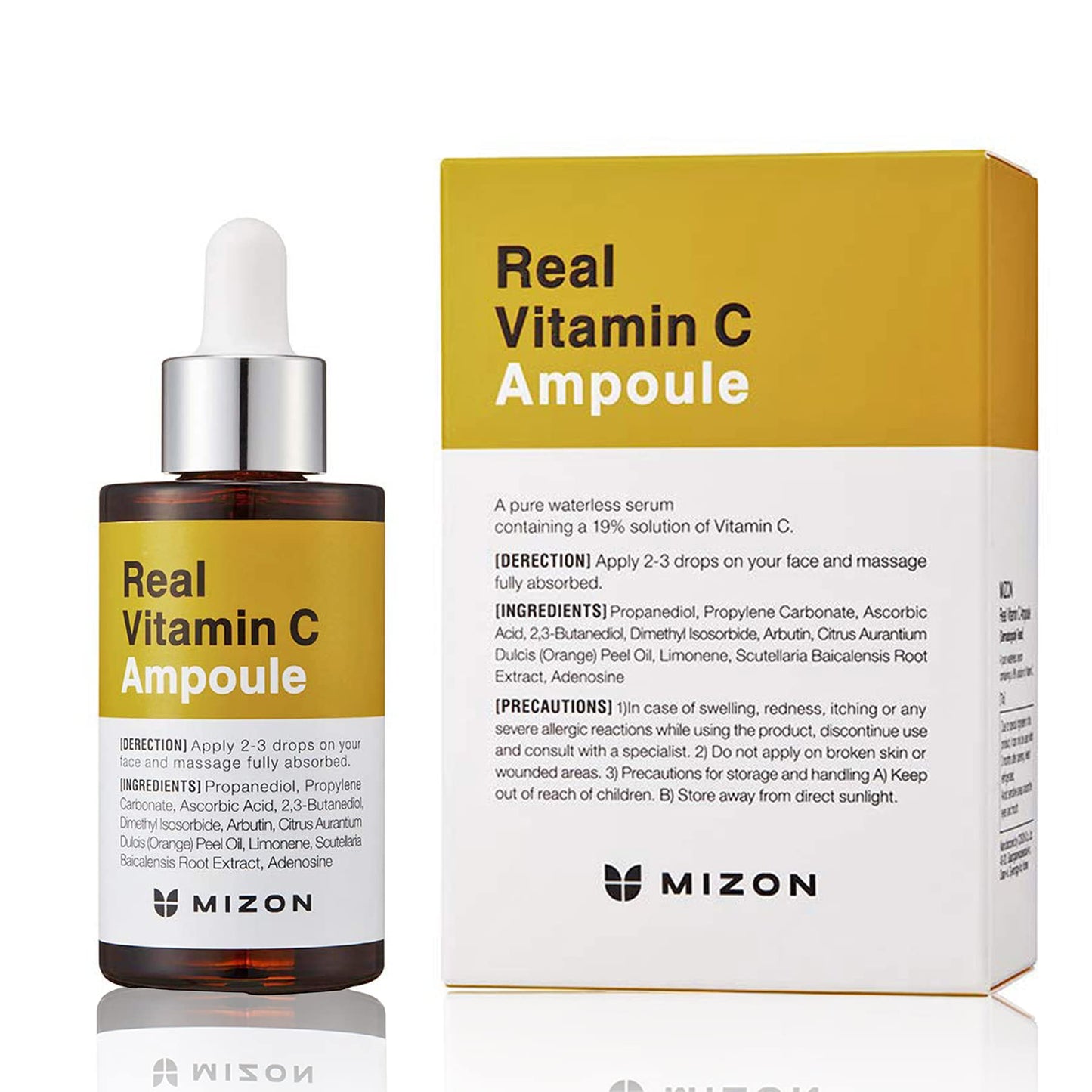 [MIZON] REAL VITAMIN C AMPOULE (30ml) Korean Skincare - Brightening Serum with Pure Vitamin C (19%) No water added - Tone Correction - Nourishing & Hydrating - Natural Ingredients