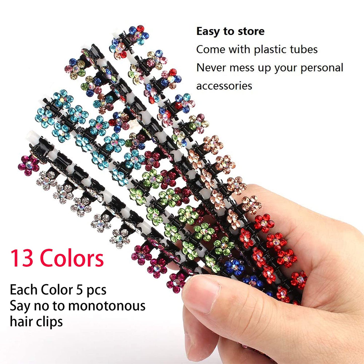 65pcs Mini Claw Hair Clips Mix Colored, Kids Hair Accessories for Girls Women, Flower Hair Clips for Thin Hair, Small Hair Claw Clips Metal Clamps, Mini Hair Bangs Hair Pins