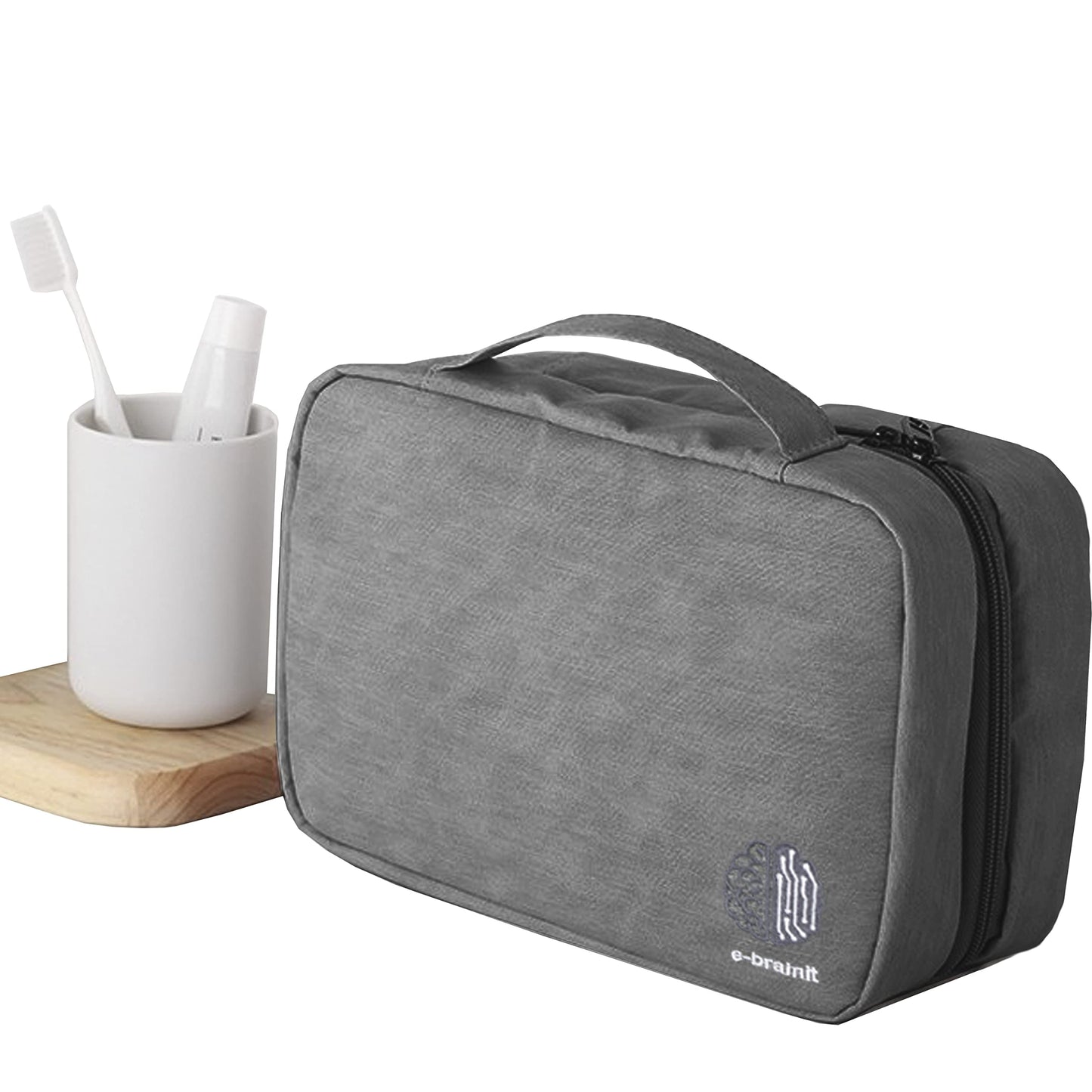 Beauty Case Travel Toiletry Bag Waterproof 3 Compartments Bag for Bathroom Accessories Grey Unisex