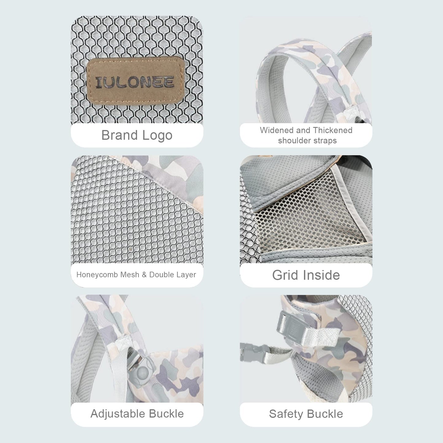 Baby Carrier Sling, IULONEE Newborn Carrier Slings Baby Carrier Breathable Infant Wrap Carriers for 3-36Months Toddler Fabric Carrier Grey