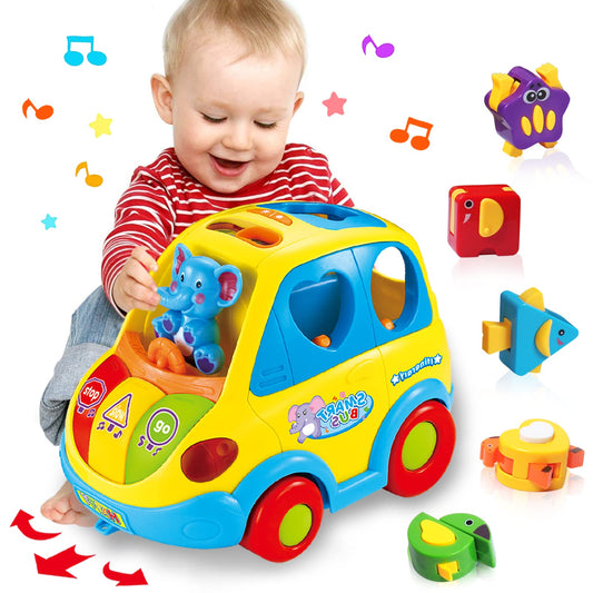 Baby Toys for 1 Years Old Boys Girls Crawling Car Shape Sort Baby Toys 6 to 12 18 24 Months Early Education Toys with Musical Light for 1st Birthday Gifts Kids Age 1 2 Years Old Christmas