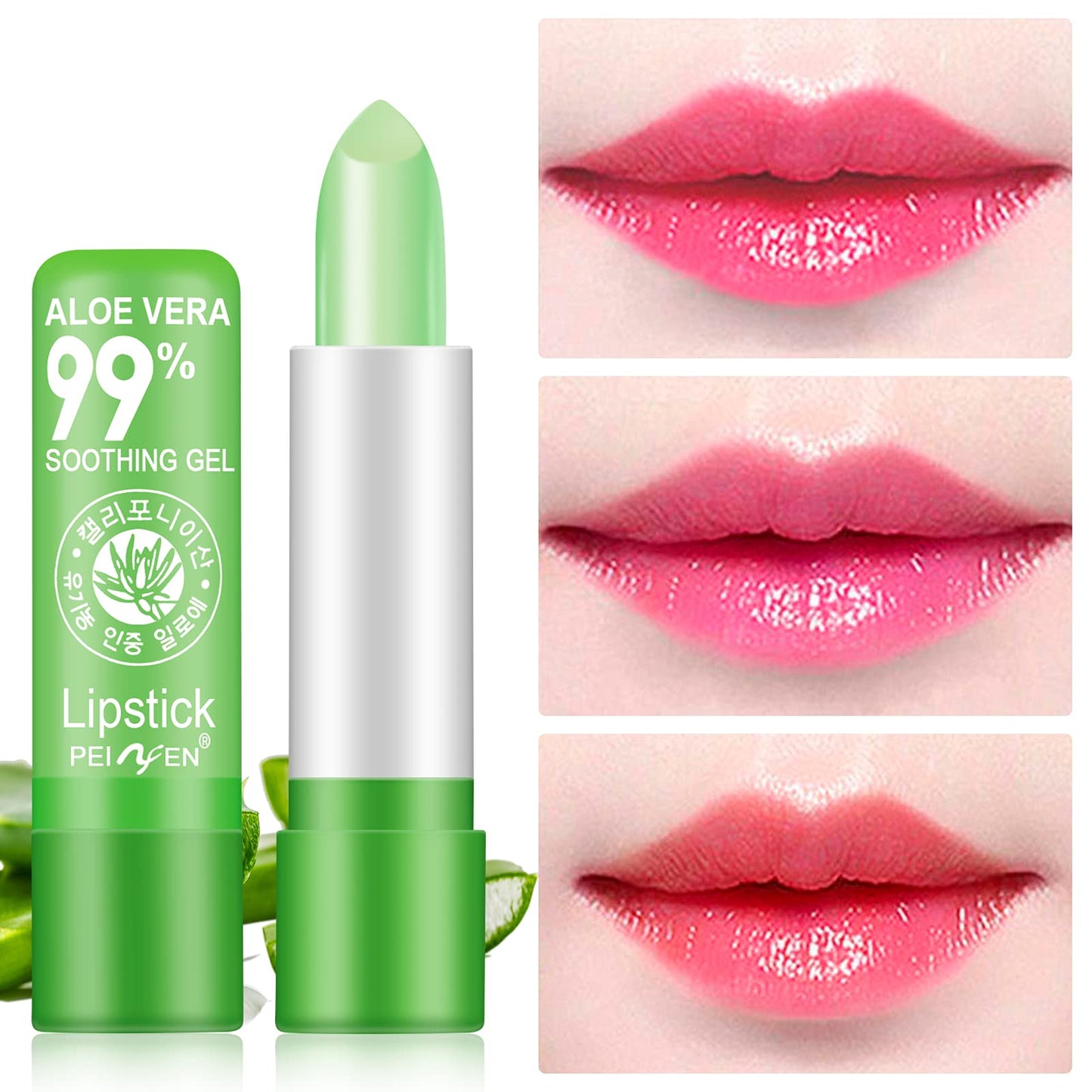 3PCS Aloe Vera Lipstick, Magic Temperature Color Change Lipstick Lip Blam, Long Lasting Nutritious Lips Makeup Aloe Vera Lip Gloss Set 3 Pack