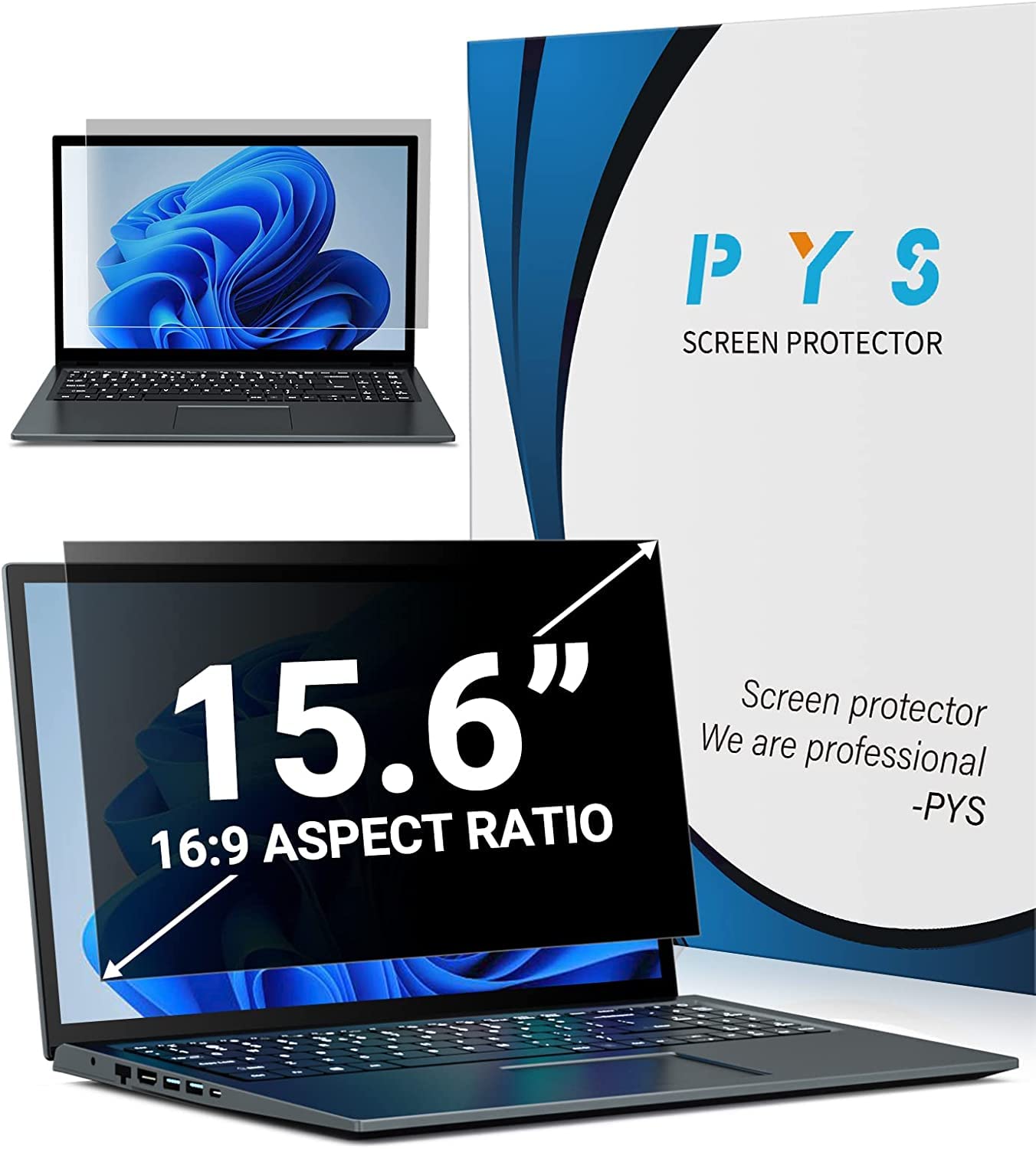 15.6 inch Laptop Privacy Screen , Anti-Spy,Laptop Privacy Screen Compatible with HP Pavilion/HP Envy/Asus/Acer/Toshiba Screen Protector for 15.6" with 16:9 Aspect Ratio Laptop，Anti-Glare/Anti Scratch laptop 15.6 inch Black