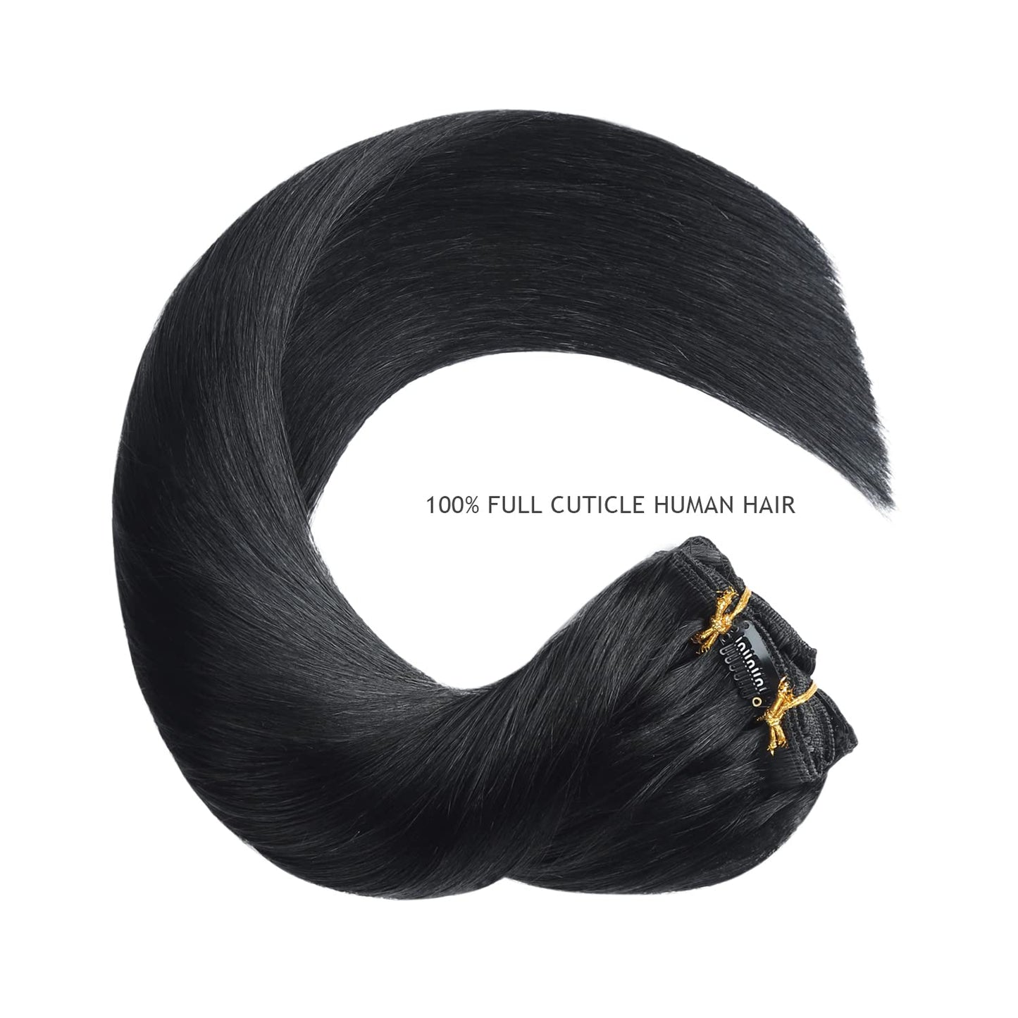 YILITE Hair Extensions Clip in 16 Inch 120g 8pcs Clip in Hair Extensions Real Human Hair Natural Silky Double Weft Hair Extensions Clip in Real Hair (16inch #1 Jet Black)