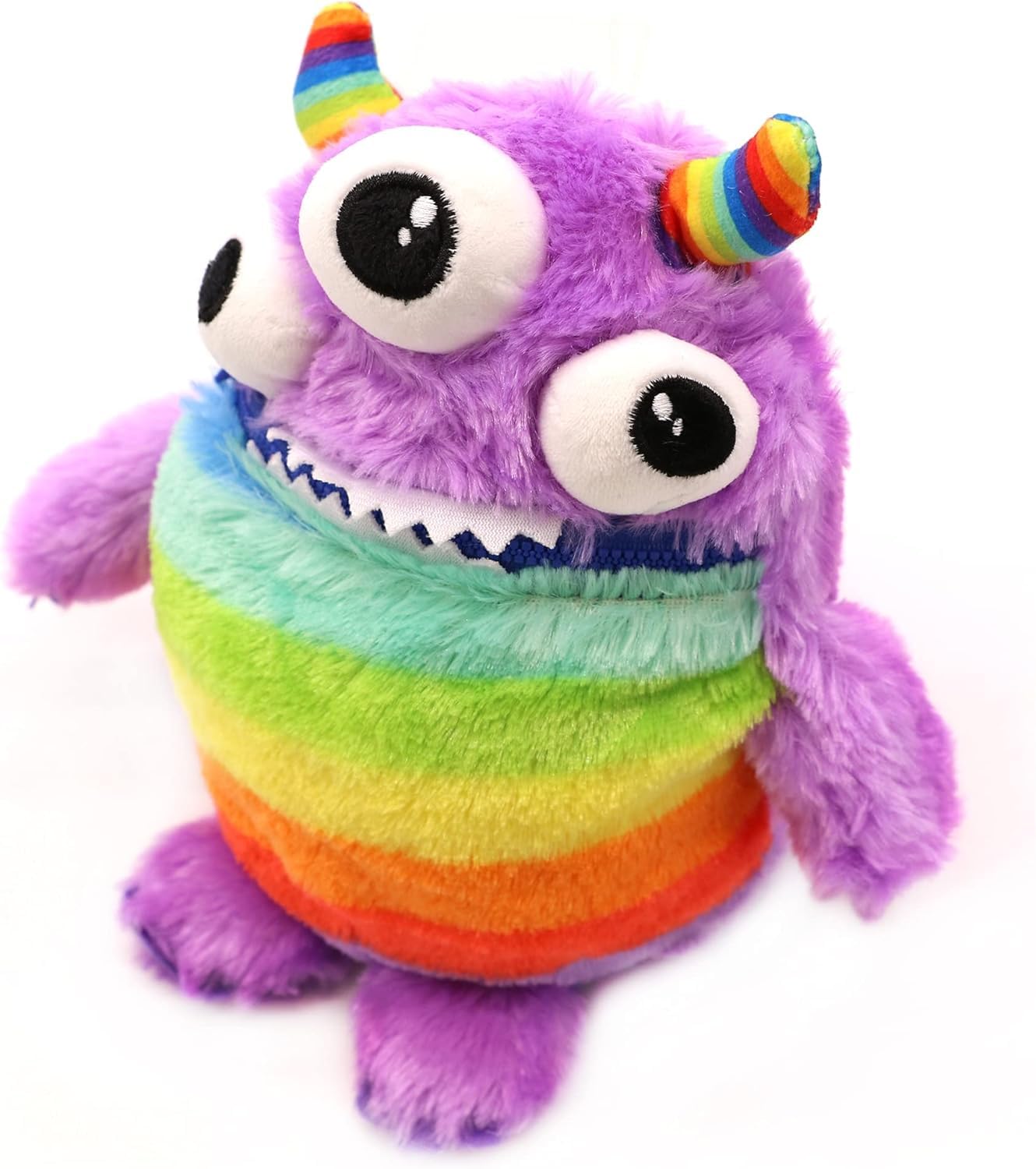 Worry Yummy Children's Monster Soft Toy - 28cm (11") Soft Cuddly Toy For Kids - Boys & Girls Anxiety, Stress & Fear Reducing Sleep Companion - Purple 'Zipper' Purple (Zipper)