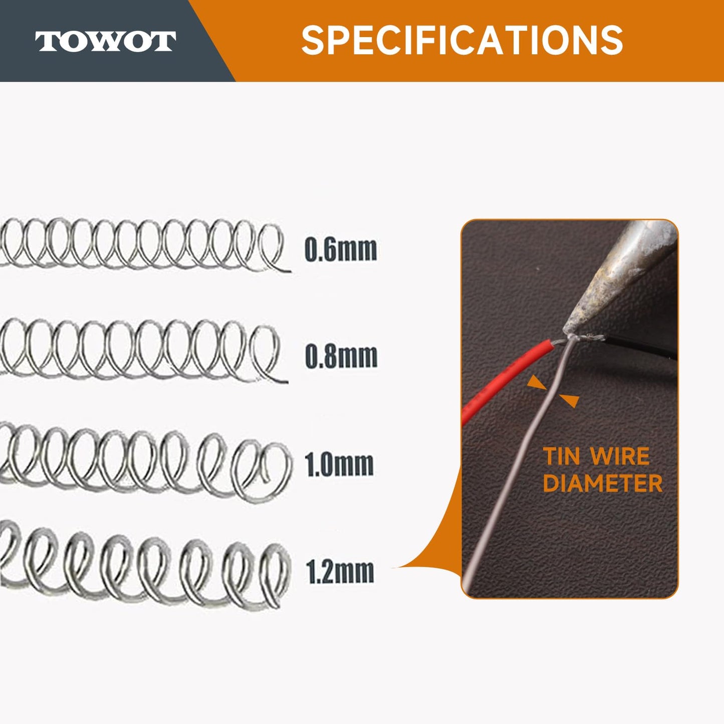 TOWOT Lead Free Rosin Core Solder Wire for Electrical Soldering, Content 2.0% Solder Flux Sn0.7Cu (0.8mm 50g) 0.8mm 50g