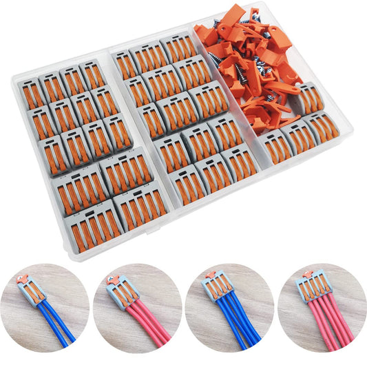 Wire Connectors, CESFONJER 35 Pcs Quick Connection Terminal, Lever Nut Connector Assortment Conductors, Compact Wire Connectors (15 * 2port,10 * 3port,6 * 4port,4 * 5port)