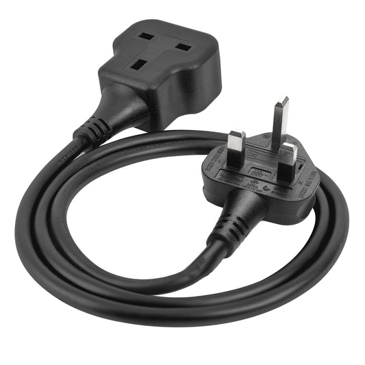 TISDLIP 1 Way Extension Lead 1M(Plug Included), Sturdy and Fireproof Single Socket Extension, Travel Use Small Power Cord, Black Power Strip