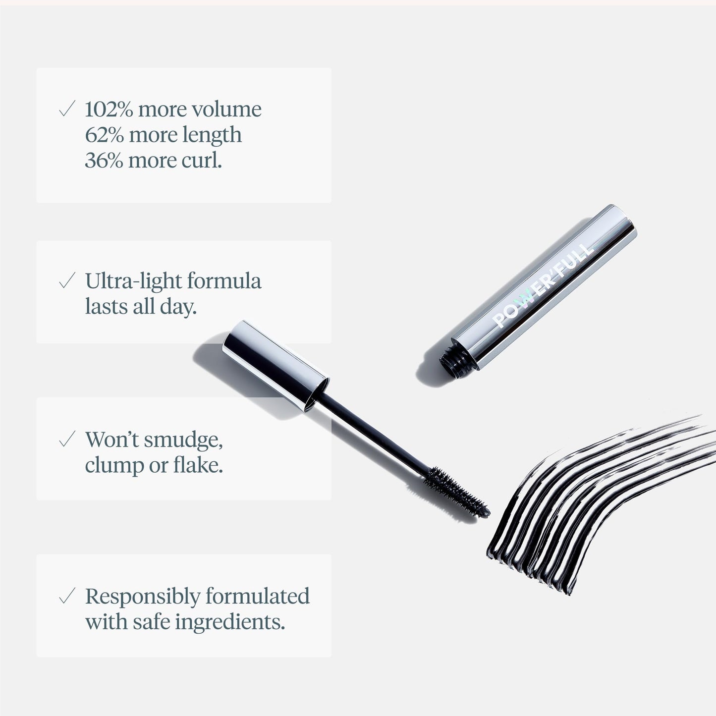 Wonderskin Mascara - Black Mascara for Volume, Length, and Curl - Lengthening, Volumizing & Smudge Proof Lash Makeup