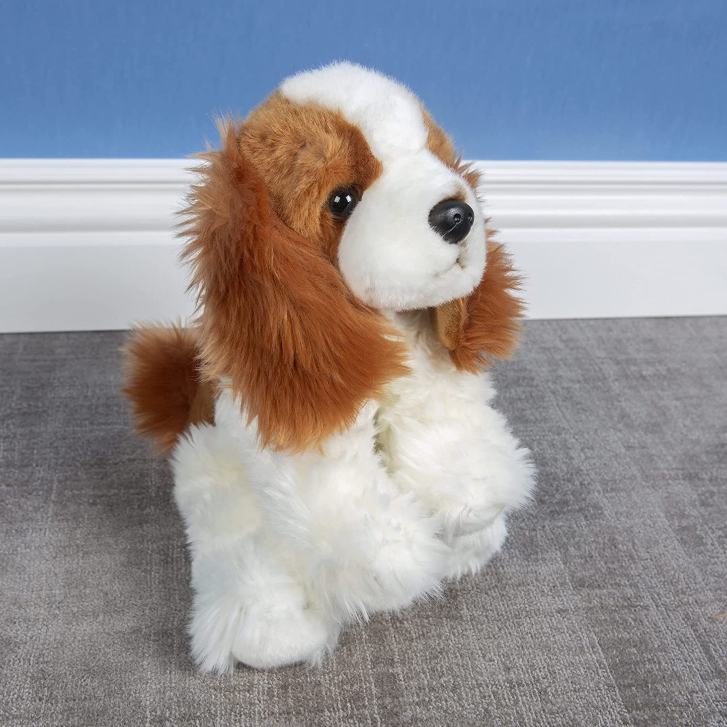 VFM - Cocker Spaniel Dog Plush 30cm Soft Toy (White & Brown) Super Fluffy Luxury Lifelike Stuffed Animal Teddy Gosh Designs - Natural World Collection White Brown