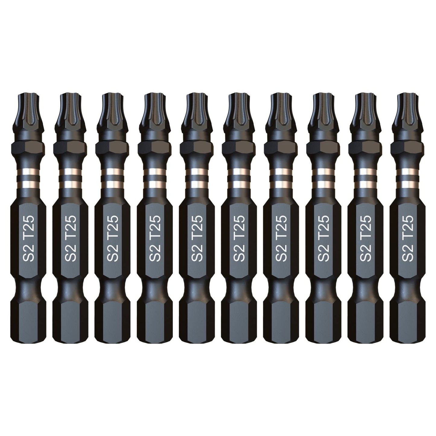 10 x SabreCut SCTX2550_10 50mm TX25 T25 Impact Screwdriver Driver Bits Set Single Ended Torx Heavy Duty Including Storage Box