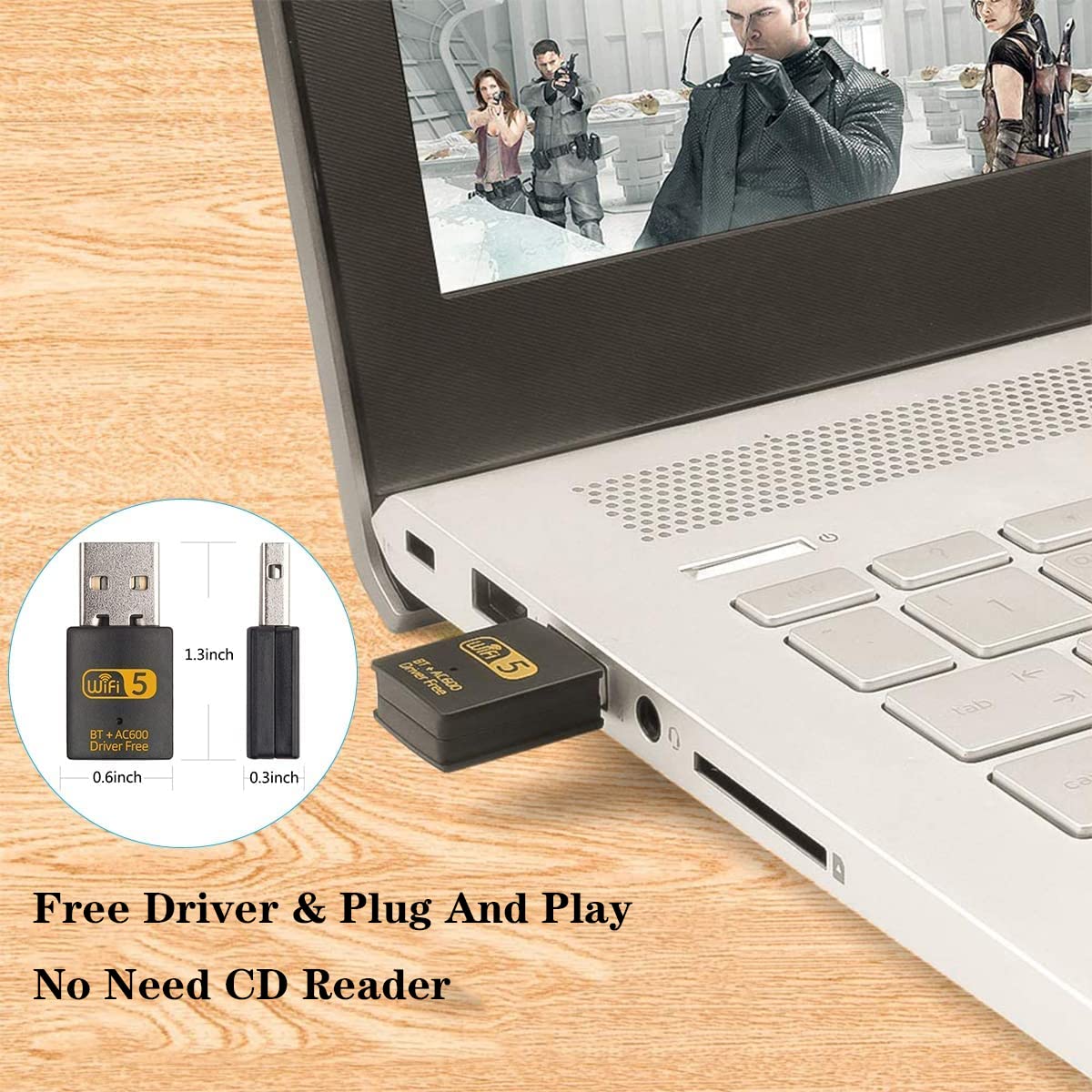 USB WiFi Bluetooth Adapter, 600mbps Wireless Wi-Fi Dongle Driver Free Dual Band 2.4G/5.8G USB Bluetooth Network Card WIFI Receiver for PC Laptop Desktop Windows XP/Vista/7/8/10