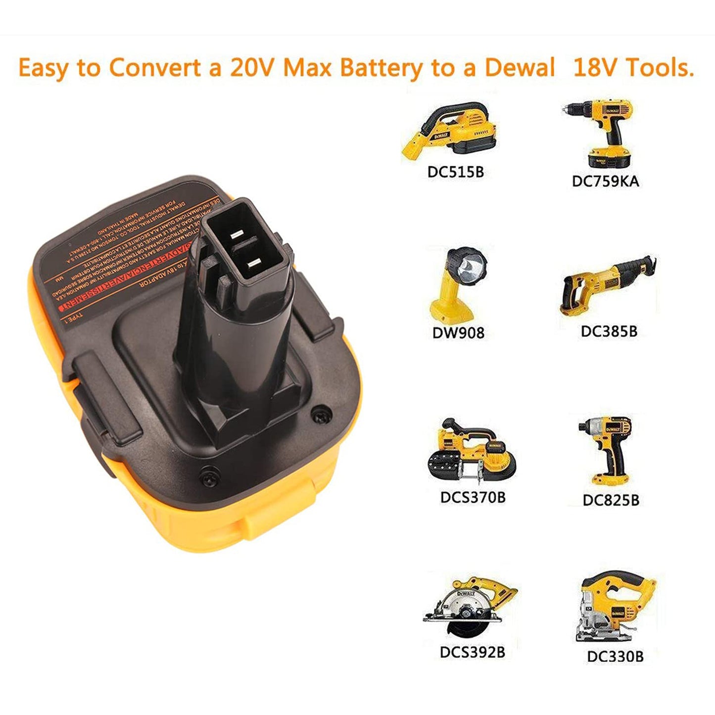 Adapter for Dewalt 18V/20V Lithium Batteries, Adapter DCA1820 for Dewalt 18/20V Lithium Battery DCB204 DCB205 DCB206 DCB606 Convert to NiCad NiMh Battery Tools Adapter with USB Output 1 PCS