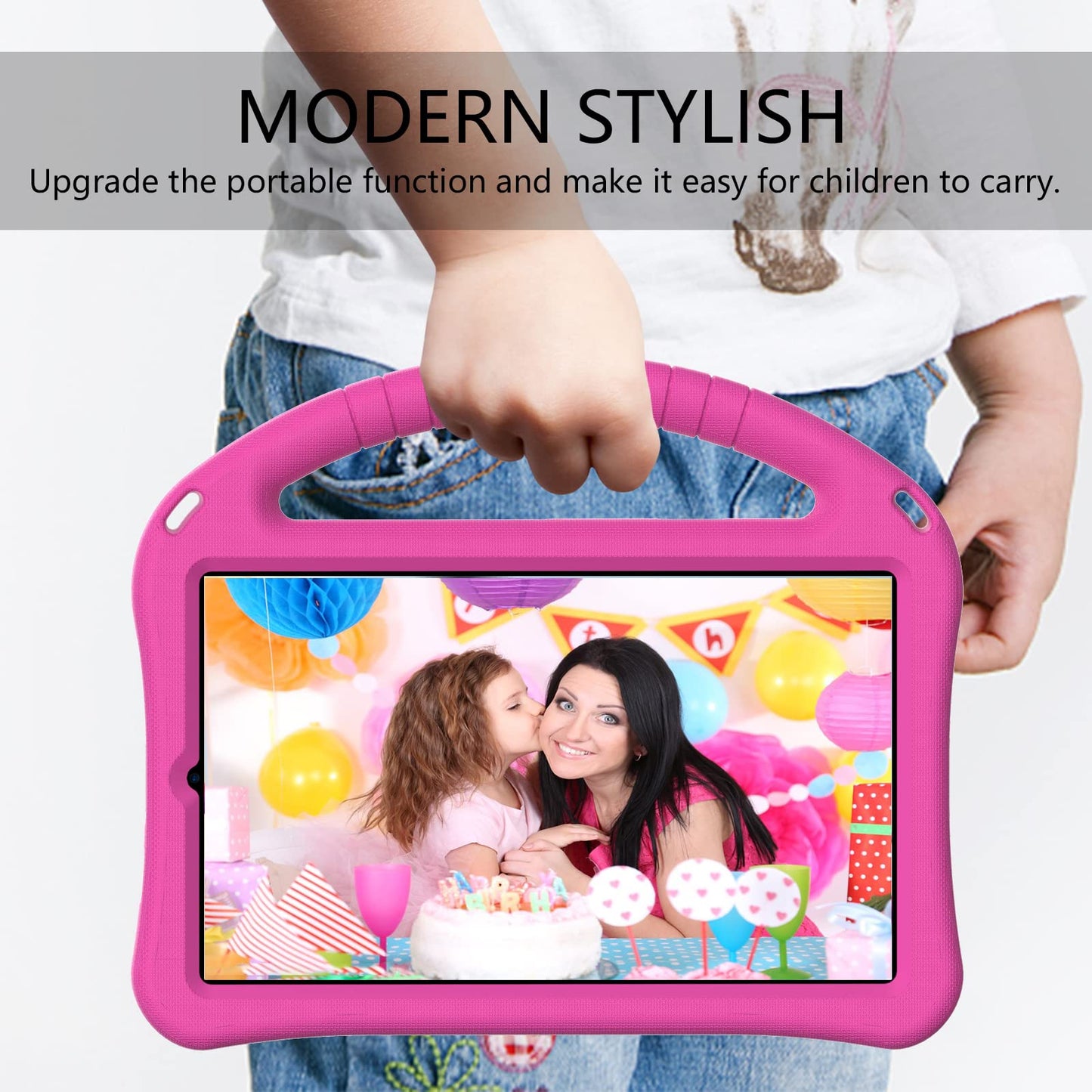 YRH for Lenovo Tab M8 (4th Gen) Case 8 inch TB300FU / Tab M8 (3rd Gen) Case TB-8506F / Tab M8 HD Case TB-8505F, Kids Shockproof Handle Stand Cover Case for Lenovo M8 Tablet Case - Rosered Tab M8 8'' Pink