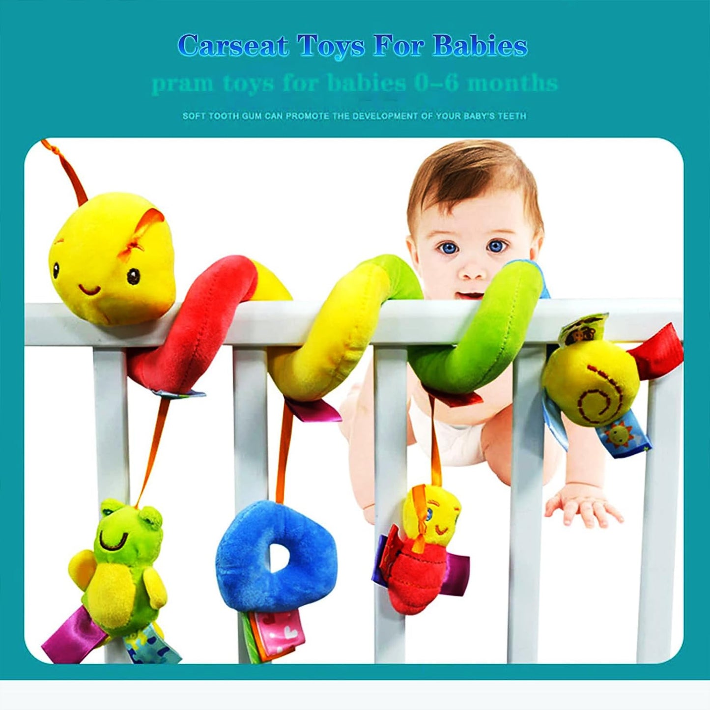 zhongdada Spiral Pram Toys for Babies -Plush Hanging Baby Rattle Sensory Toys for Crib Mobile Bassinet for 0 3 6 9 12 Boys Girls 100g