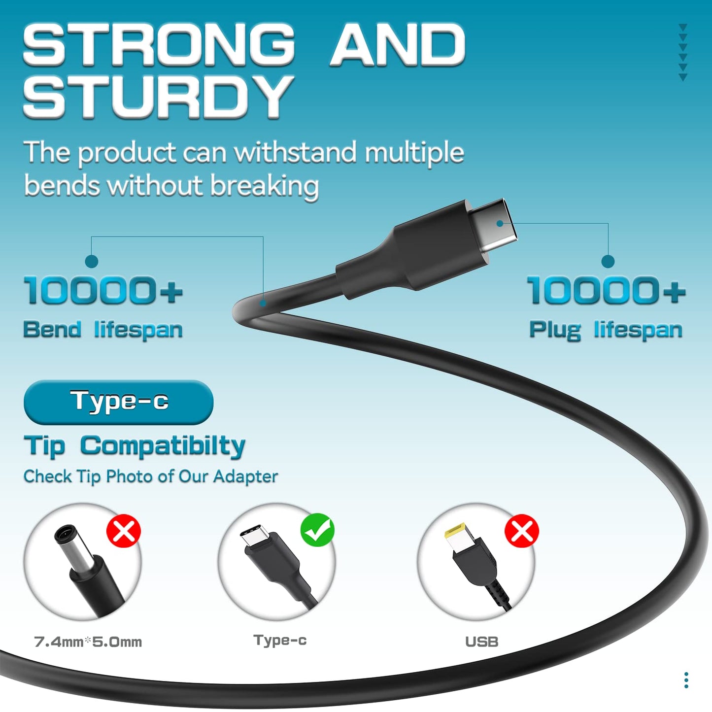 65W USB C Laptop Charger for Dell Latitude 7210 7310 5520 5320 7410 7420 5420 9510 7320 9410 5410 5520 5320 2-in-1 Chromebook 3100 5190 3400 3380 XPS 13 9350 9360 9365 9370 9380 Power Supply Charger DELL USB-C Charger