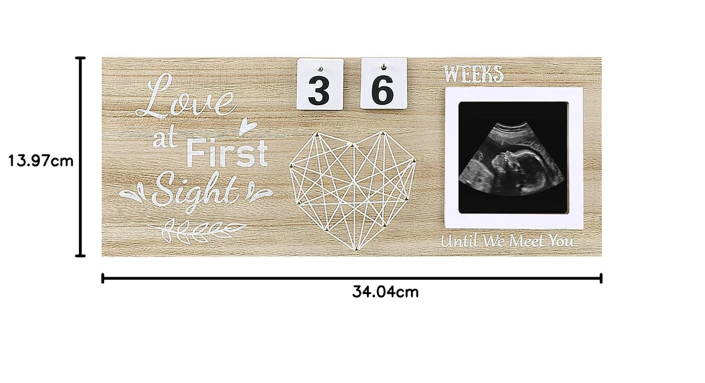 Baby's First Sonogram Picture Frame Countdown Weeks Keepsake Baby Ultrasound Frame Nursery Decoration Best Love at First Sight (Countdown)