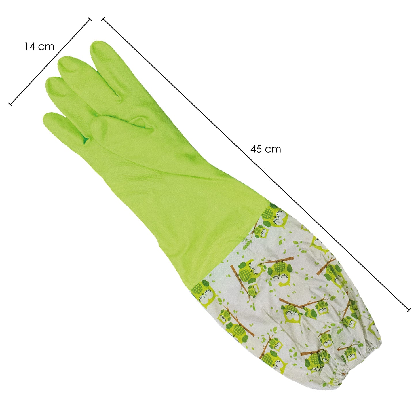 TRIXES Long Green Rubber Pond and Drain Gloves – Household & Garden Chores, Gardening, Weeding, Washing, Cleaning & Dishwashing – Protect your Sleeves - Heavy Duty, Waterproof and Lined for Warmth