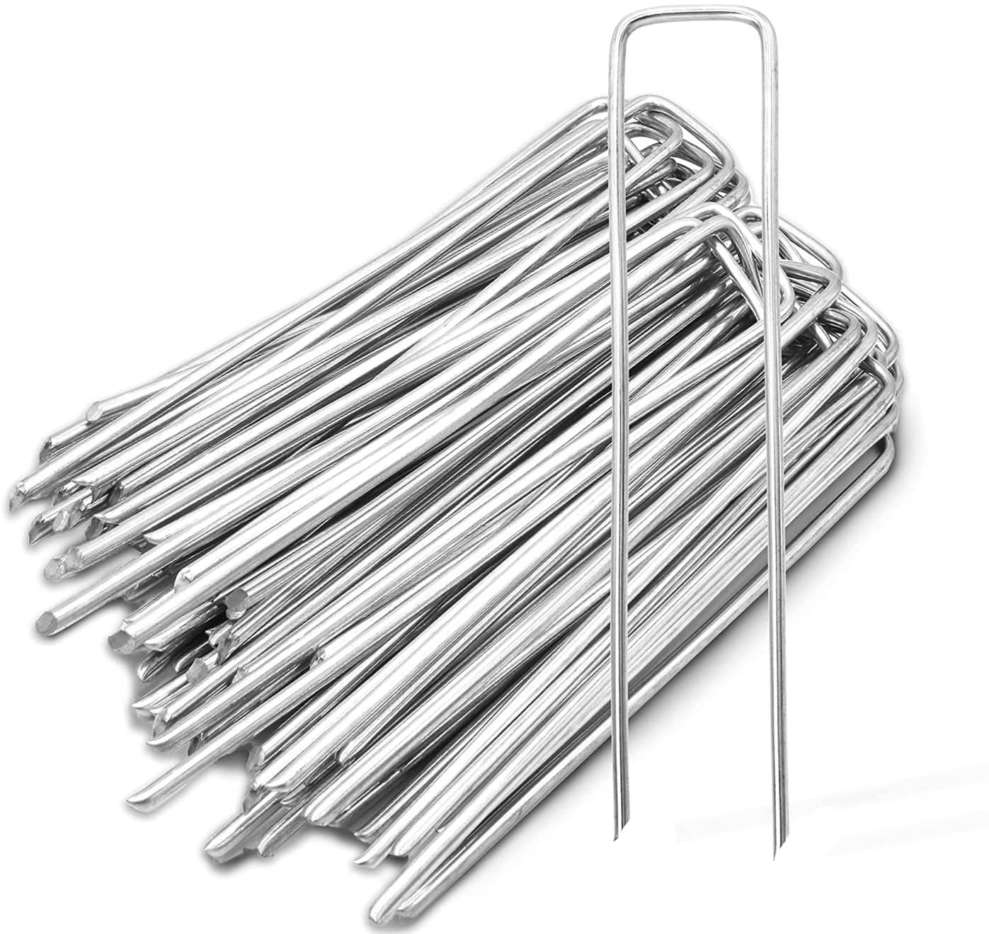 Weed Membrane Garden Pegs - 50 Pack 4 Inch Galvanized Metal Pegs for Membrane - Rustproof Garden Membrane Pegs for Garden Membrane, Netting, Artificial Grass and Tent 4 inches - 50 Pack