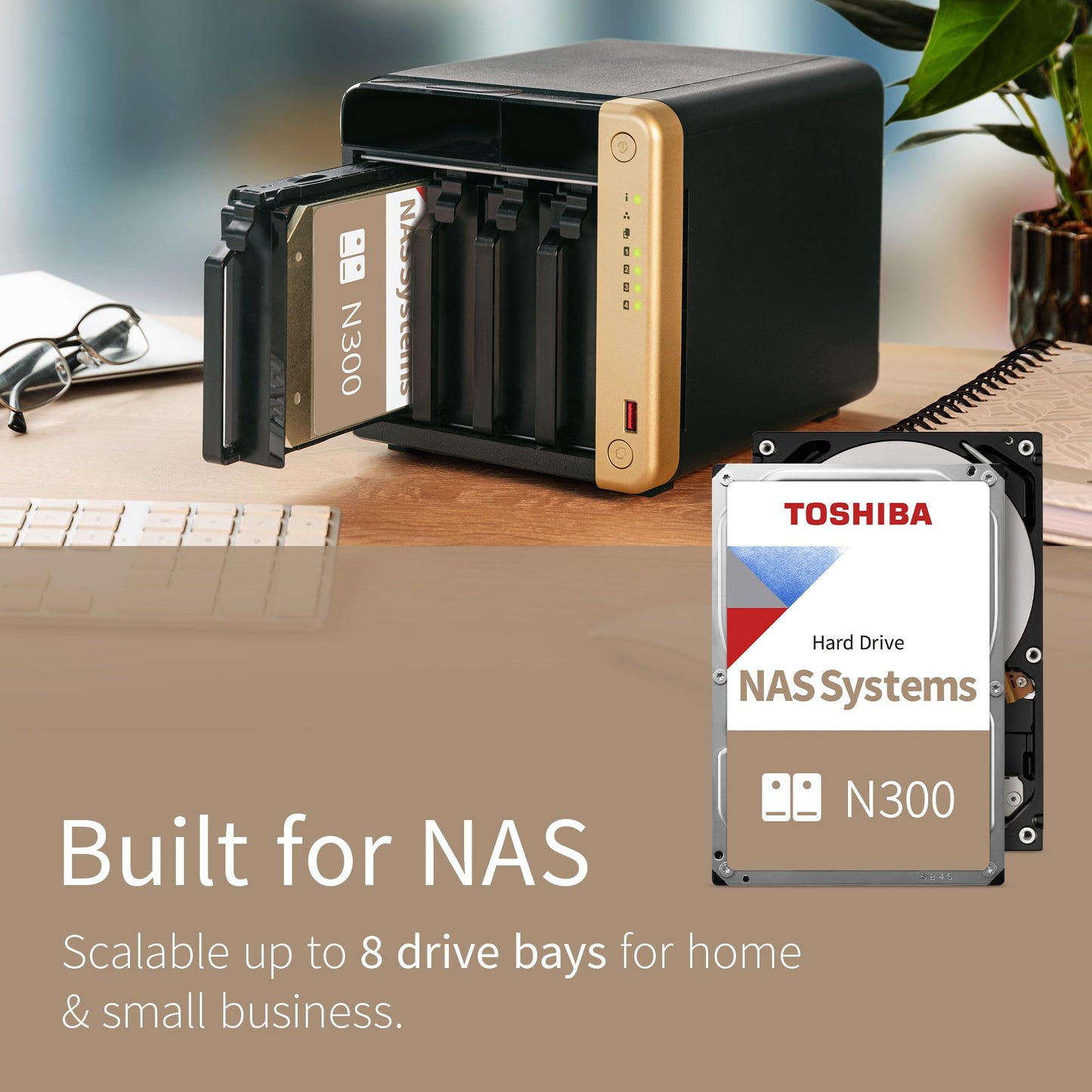 Toshiba 8TB N300 Internal Hard Drive – NAS 3.5 Inch SATA HDD Supports Up to 8 Drive Bays Designed for 24/7 NAS Systems, New Generation (HDWG480UZSVA) 8 TB