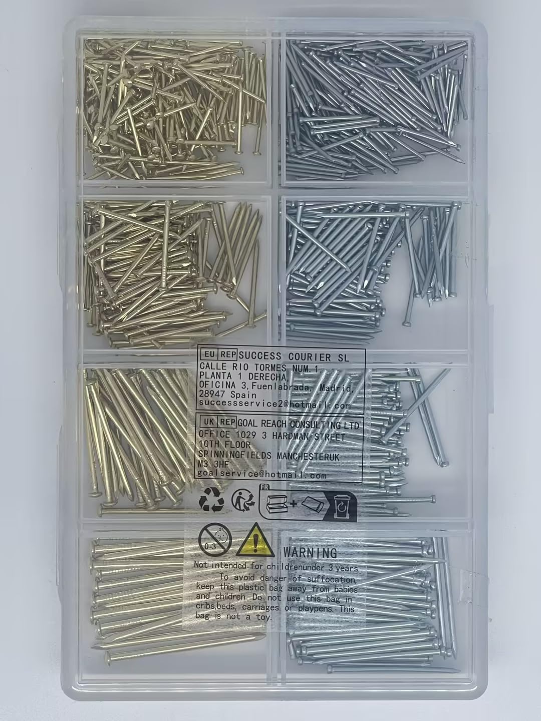 820 Pcs Assorted Nails Set, Flat Head Nails, Concrete Wall Hanging Nails for Hanging Pictures Woodworking Drywall DIY and Crafts Home Construction Nails - Various Sizes 820pcs