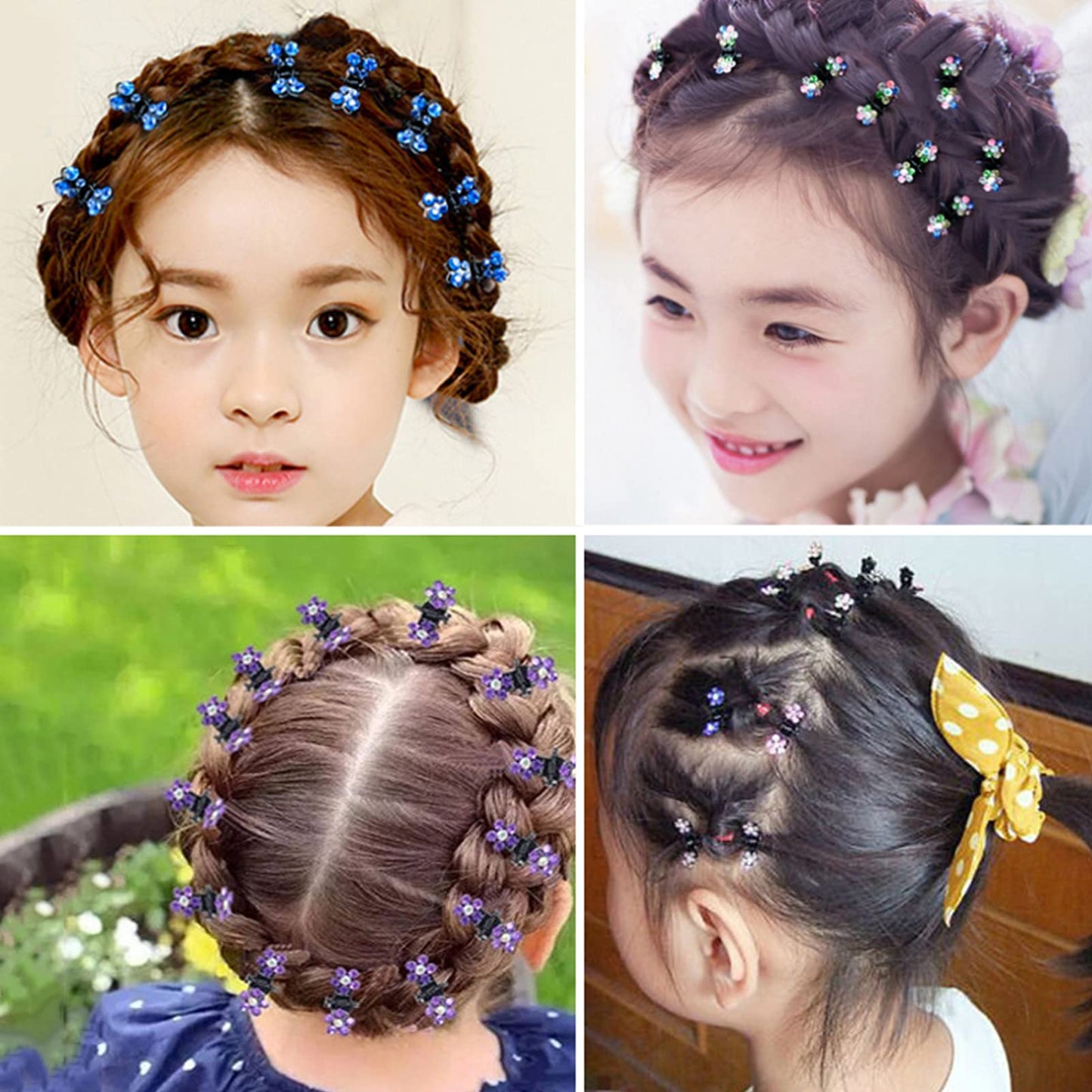 65pcs Mini Claw Hair Clips Mix Colored, Kids Hair Accessories for Girls Women, Flower Hair Clips for Thin Hair, Small Hair Claw Clips Metal Clamps, Mini Hair Bangs Hair Pins