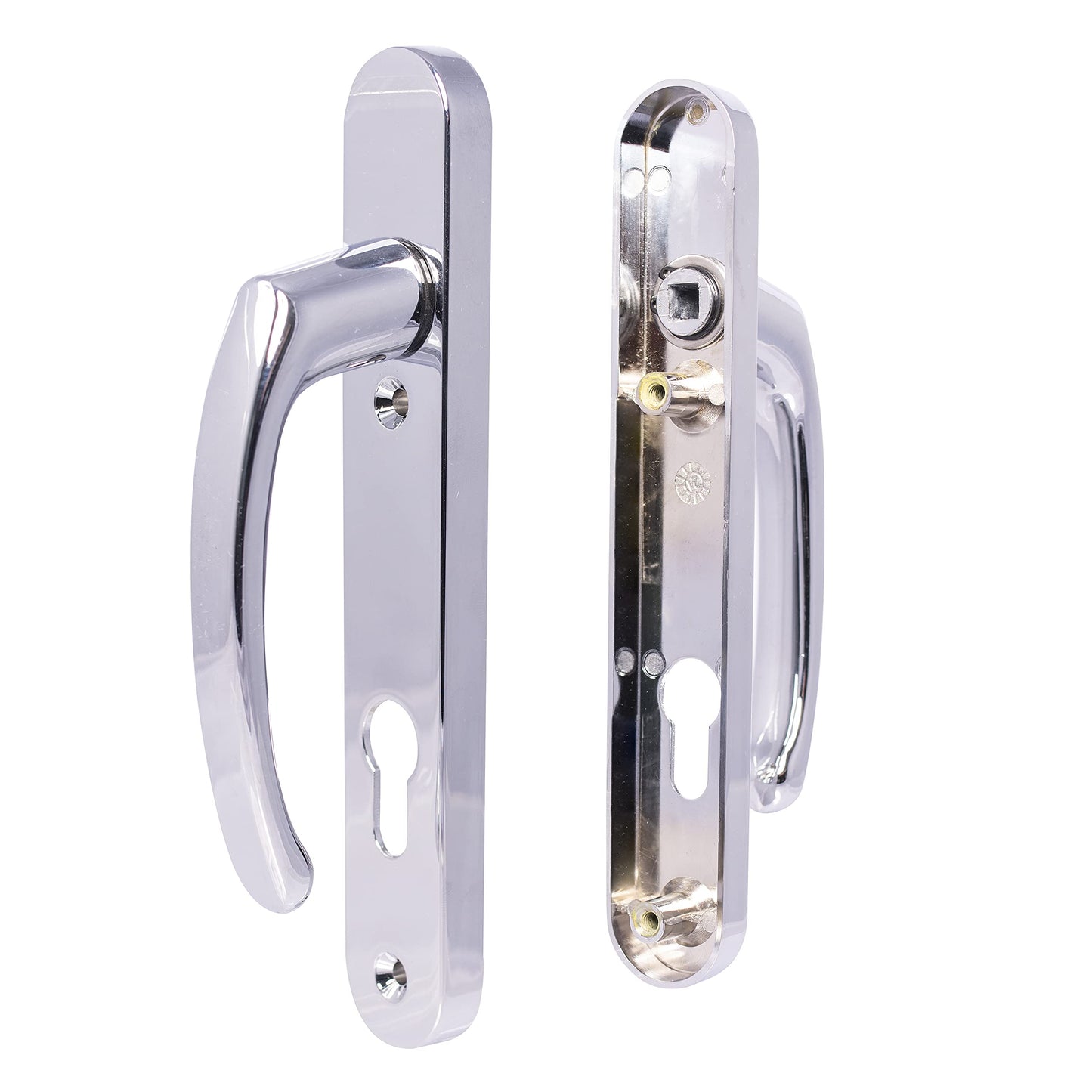 UPVC Door Handles Set - Polished Chrome - Lever/Lever - 92mm PZ (Centres) - 122mm Screw to Screw - Backplate 212mm X 34mm - UPVC Door Handle - Polished Chrome Replacement Handles - PVC Door Handle