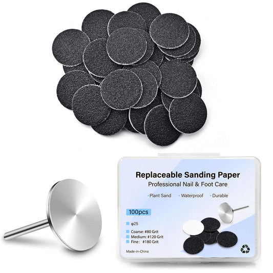 100pcs Feet Grinder Sandpaper Sanding Disc Pedicure Tool Replaceable Sanding Discs Sandpaper for Hard Dead Skin Cracked Heel Cracked Heels Dead Skin (HJ-NF037-180#) Hj-nf037-180#