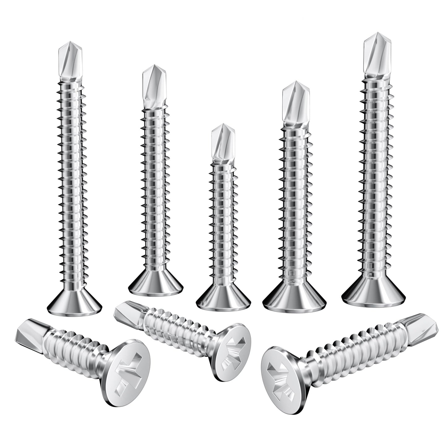 120 PCS Stainless Steel Self Drilling Screws,Self Tapping Screws for Metal (120 PCS, Flat Head M3.5 & Flat Head M4.2) 120 Flat Head 3.5 & Flat Head 4.2