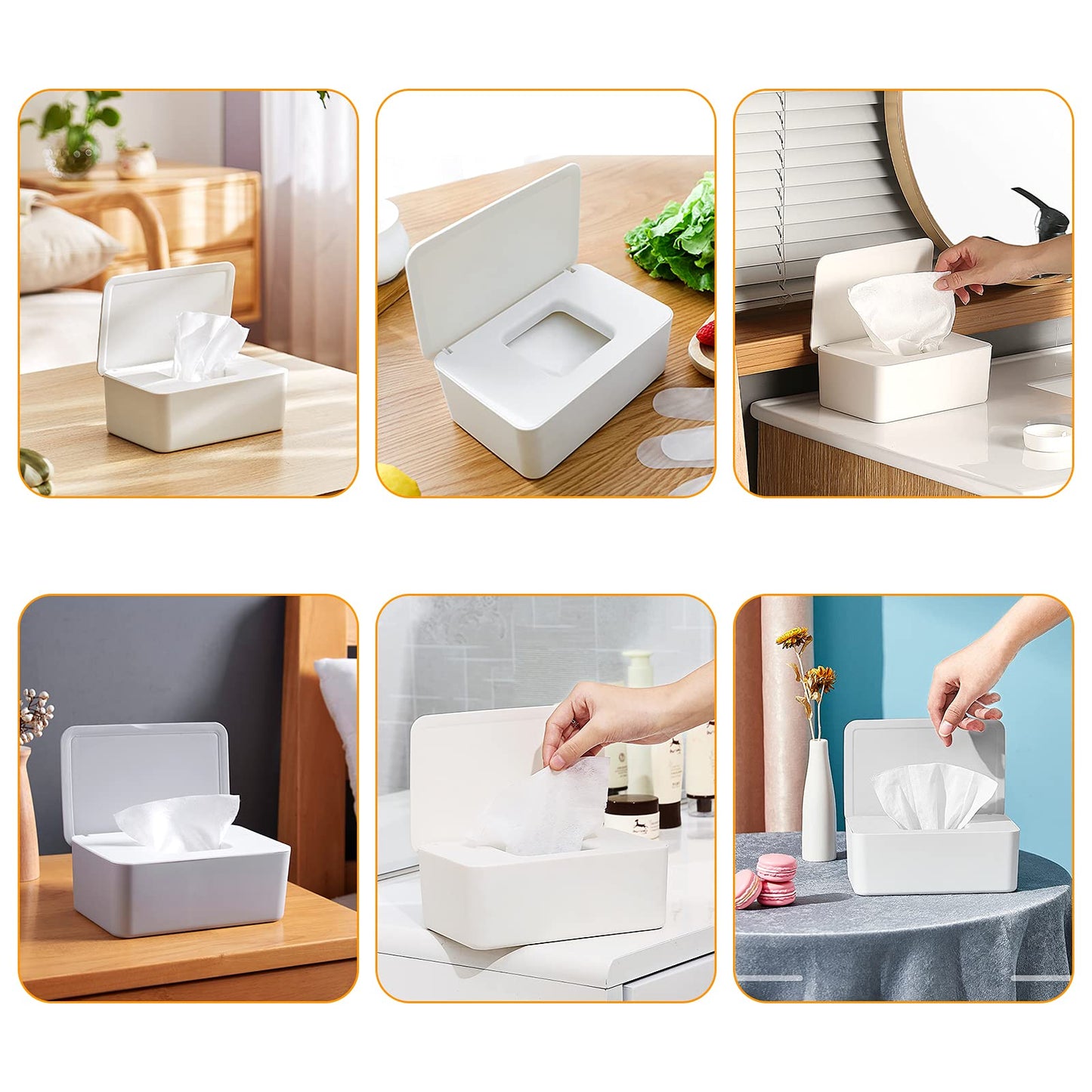 Anruyi 2 PCS Wet Wipes Box, Baby Wet Tissue Box Wet Wipes Dispenser Holder Plastic Wipes Dispenser Case Wet Wipes Storage Box Wet Tissue Case Container with Lid Seal for Home Office Desk (White) White