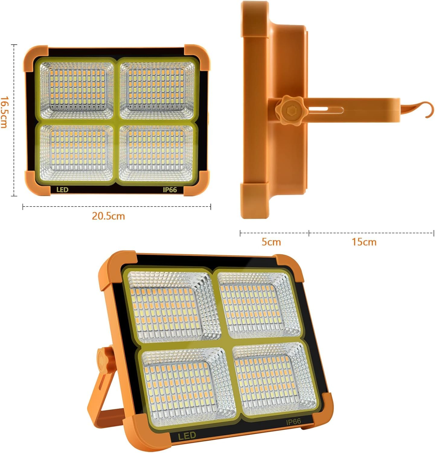 100W Rechargeable Work Light, 10000Lum Portable Solar LED Floodlight with USB Port/Magnetic/ 16500mAh/ 4 Lighting Modes, Emergency Work Lamp Job Site Ligh for Camping, Fishing Or