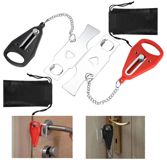 2 Pieces Portable Door Lock Hotel Door Lock Travel Safety Lock Inside with Storage Bag, Safety and Privacy Lock for Hotel Home Bedroom Apartment