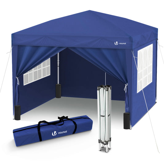 VOUNOT 3m x 3m Pop Up Gazebo with Sides & 4 Weight Bags & Carry Bag, Blue