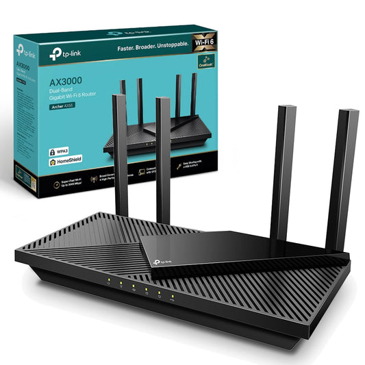 TP-Link Archer AX55 AX3000Mbps WiFi 6 Router, WiFi Router, Gigabit Ports, Internet Booster, WiFi Booster, Ultra-Low Latency, 160MHZ Bandwidth, EasyMesh, WPA3, Ideal for Gaming, Compatible with Alexa AX3000 Mbps WiFi6 Gigabit