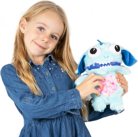 Worry Yummy Monster Children's Soft Toy - 28cm (11") Soft Cuddly Toy For Kids - Boys & Girls Anxiety, Stress & Fear Reducing Sleep Companion - Blue 'Marvin' Blue (Marvin)