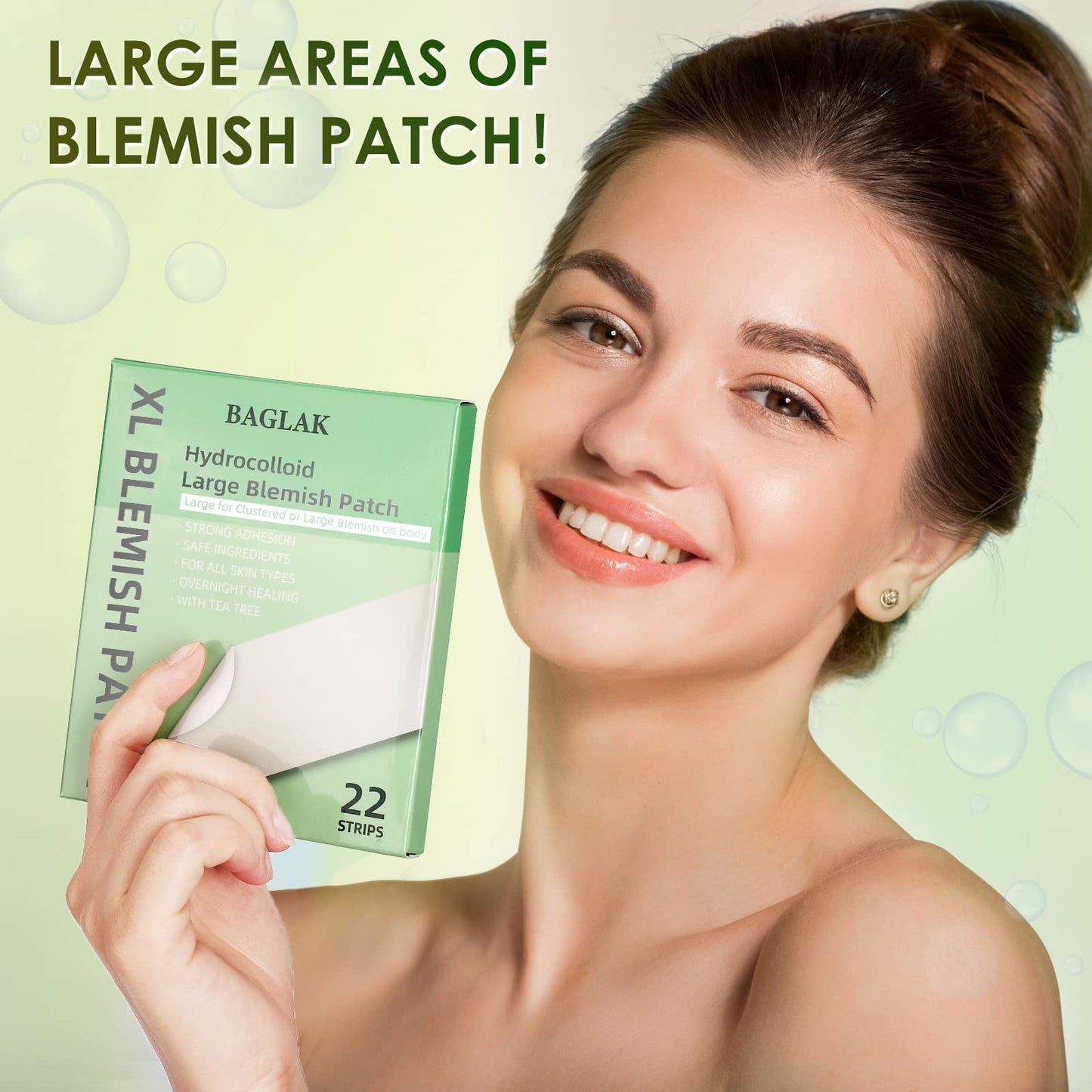 BAGLAK Large Blemish Patches - 22 Strips, Hydrocolloid Spot Dots, Blemish Patches - Large Zit Breakouts - Zit Sticker Facial Skin Care Pimple Patches for Face