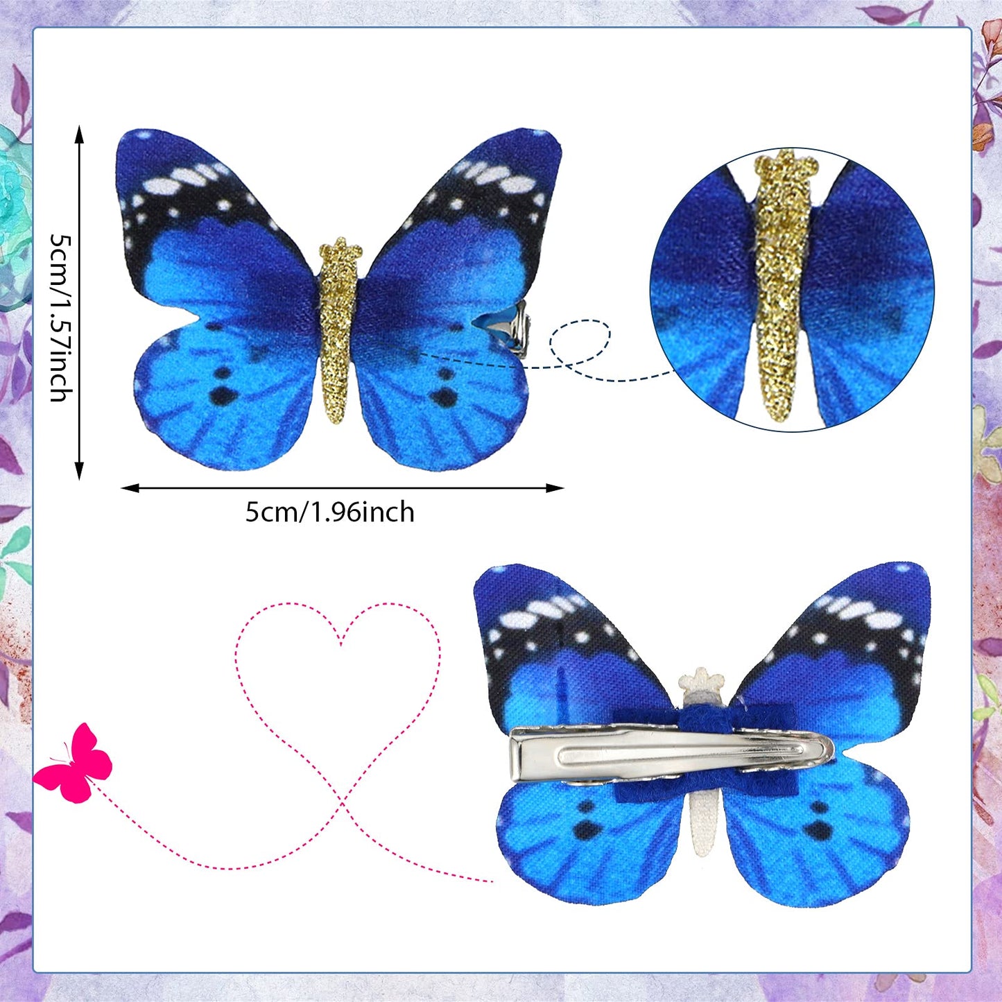 18 Pieces Girl Hair Clips Butterfly Bobby Pins Toddler Infant Kid Hair Clips Butterfly Style Barrettes Glitter Hair Snap Clips for Women Girl Baby Hair Decorations (Elegant Style)