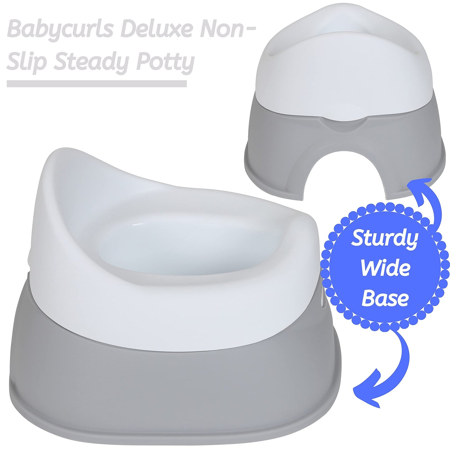 Babycurls Deluxe Steady Potty with Non Slip Grip Feet and Removable Bowl Seat - Easy to Clean Loo Training for Kids Toddlers Infants Practical Lightweight and Portable with High Back