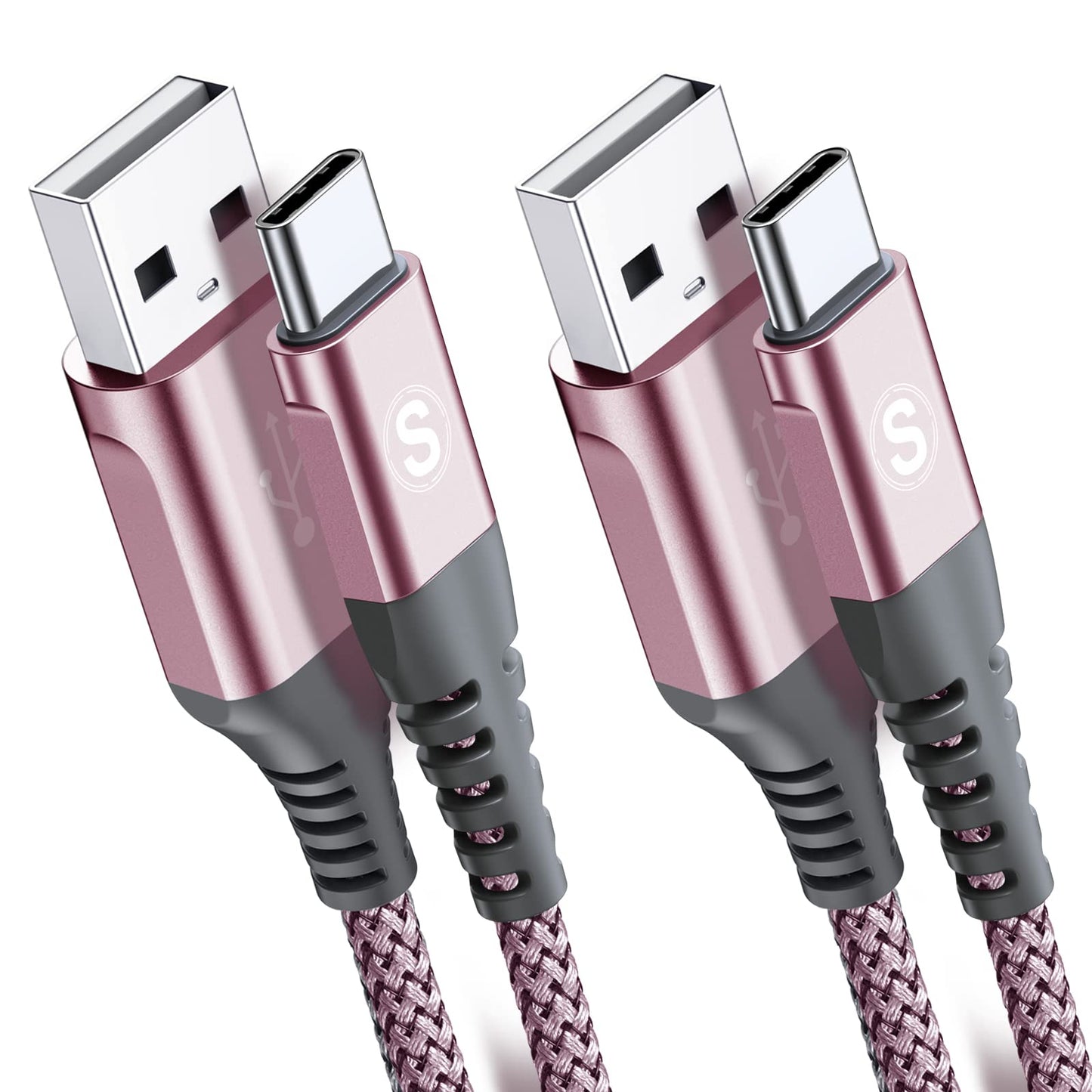 2-Pack 3M USB C Cable 3.1A Fast Car Charger Cable Compatible for iPhone 16 15 Plus Pro Max, Samsung Flip/Fold 5 4 3 S10 S9 S8 S20 S21 S22 S23 A15/14/13/12 A25/A35/A34 A55/54, Pixel 8 7 6, Tablets 3m+3m Pink