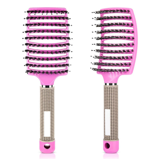 𝐒𝐈𝐃𝐒𝐓𝐘𝐋𝐄𝐒™Boar Bristle Hair Brush for Thin, Fine & Normal Hair – Natural Soft Bristles for Frizz-Free, Healthy Shine – Hairbrush for Women & Men, Promotes Hair Growth & Scalp Circulation Pink