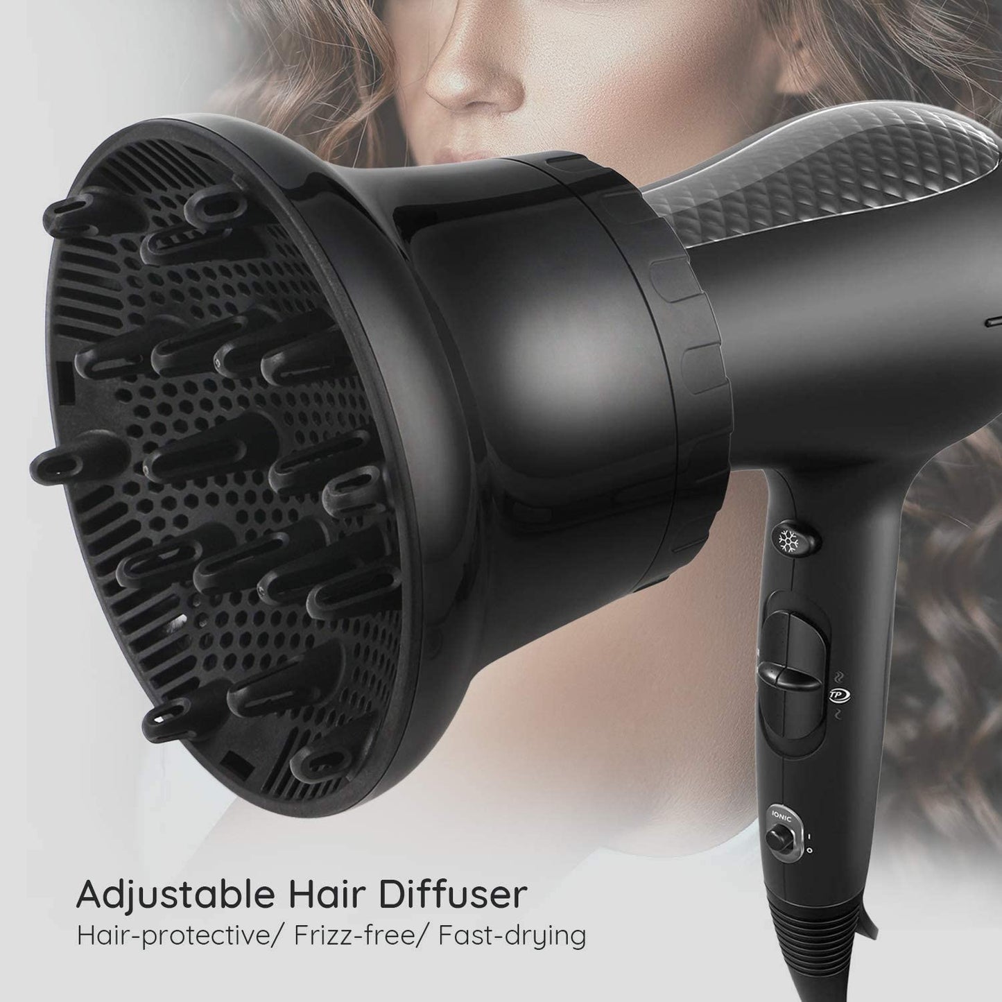 Universal Hair Dryer Hair Dryer Diffuser Attachment for Diameter 1.4 to 2.6 inch Hair Diffuser Hair Drying Adjustable Professional Salon Tool for Curly and Natural Wavy Hair