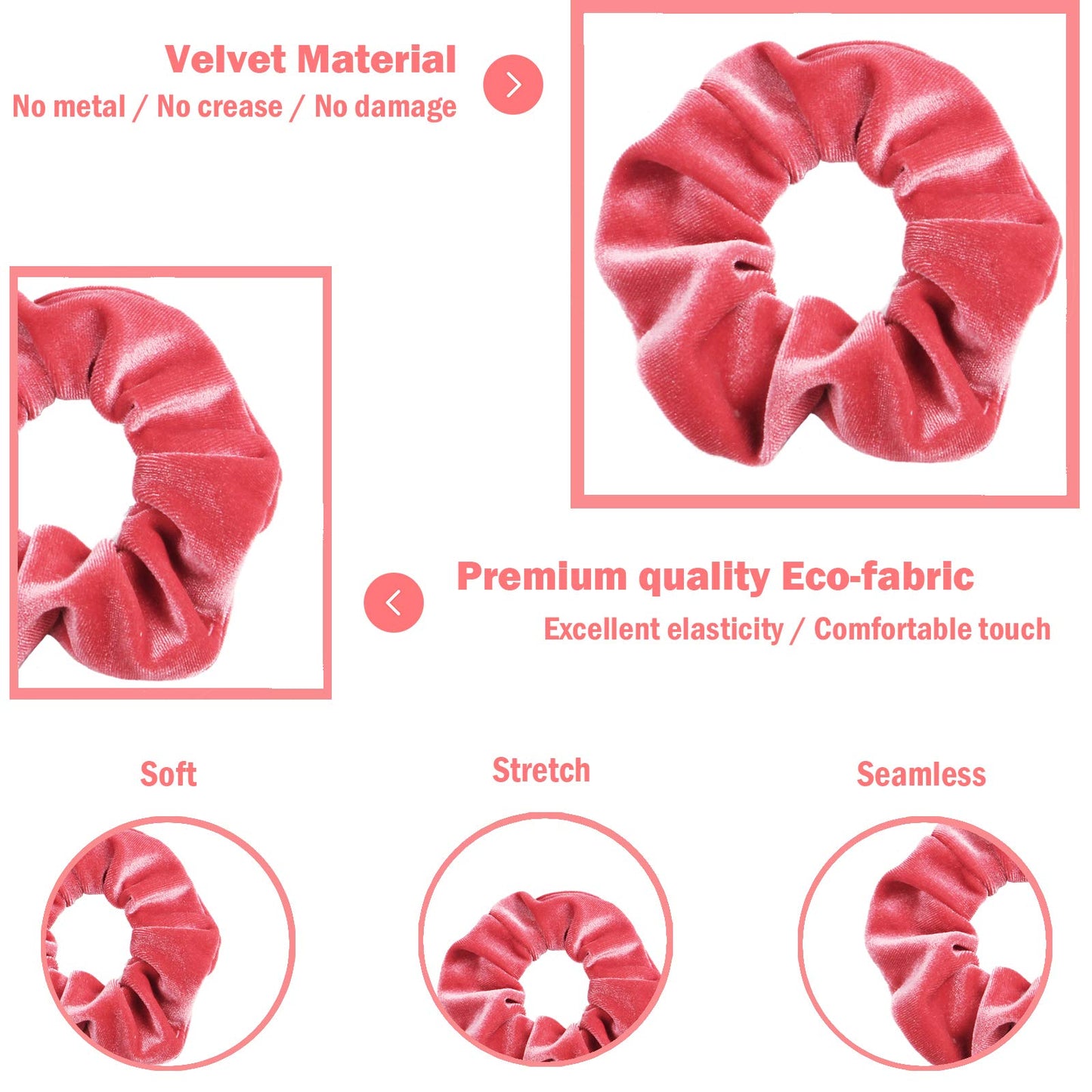 VENUSTE Scrunchies for Women and Girls, Premium Velvet Scrunchy for Hair, Cute Colors Elastic Thick Bands, Soft Ropes Ponytail Holder Hair Accessories, 12 Pack Multi