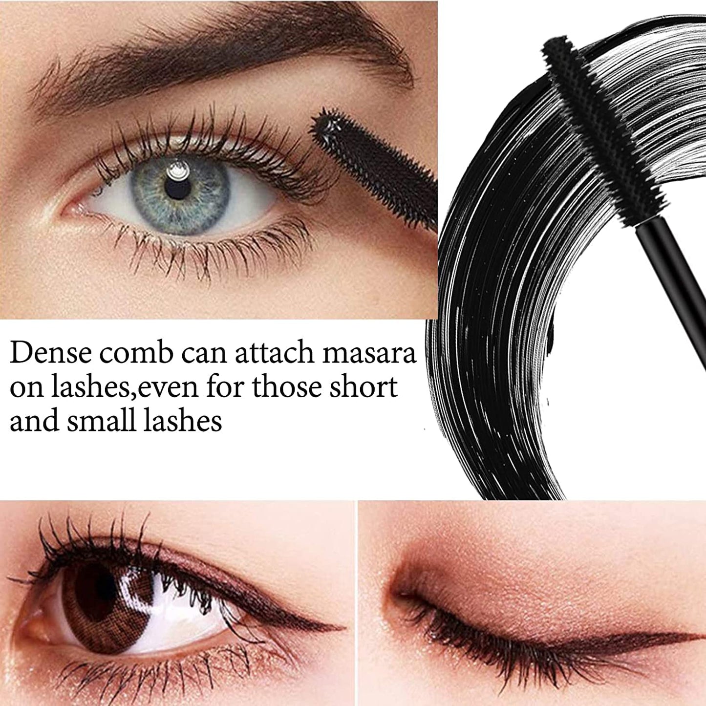 2 in 1 4D Silk Fiber Eyelash Mascara,Extra Long Thick & Voluminous Lash Mascara, Clump-Free,Long Lasting, Waterproof & Smudge-Proof,Natural Eye Makeup